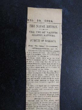 Newspaper clipping ‘Pursuit of Bambata,’ The Tribune