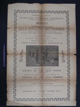 Ad for Bryant’s Zulu-English Dictionary