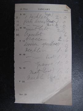List of purchases