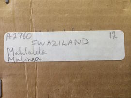 Mahlalela, collection  box label