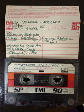 Velamuva Hlatshwayo, audio tape cassette and case label