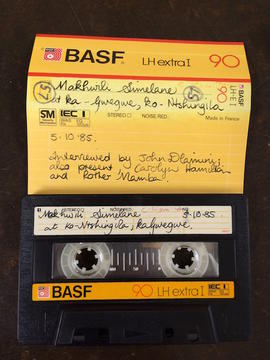 Makhwili Simelane, audio cassette tape and case label (view 1)