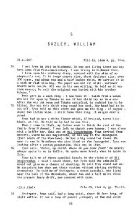 Bazley, William, Testimony from 'The James Stuart Archive of Recorded Oral Evidence Relating to t...