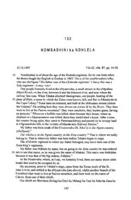 Nombashini ka Ndhlela, Testimony from 'The James Stuart Archive of Recorded Oral Evidence Relatin...