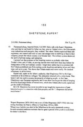 Shepstone, Rupert, Testimony from 'The James Stuart Archive of Recorded Oral Evidence Relating to...