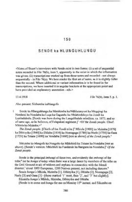 Sende ka Hlunguhlungu, Testimony from 'The James Stuart Archive of Recorded Oral Evidence Relatin...