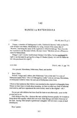 Nungu ka Matshobana, Testimony from 'The James Stuart Archive of Recorded Oral Evidence Relating ...