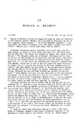 Makuza ka Mkomoyi, Testimony from 'The James Stuart Archive of Recorded Oral Evidence Relating to...