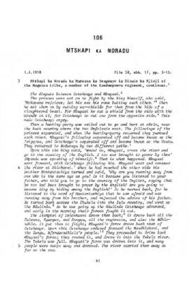 Mtshapi ka Noradu, Testimony from 'The James Stuart Archive of Recorded Oral Evidence Relating to...