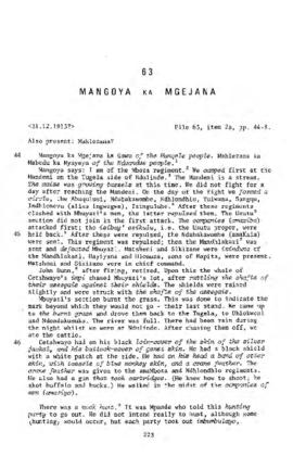 Mangoya ka Mgejana, Testimony from 'The James Stuart Archive of Recorded Oral Evidence Relating t...