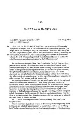 Sijewana ka Mjanyelwa, Testimony from 'The James Stuart Archive of Recorded Oral Evidence Relatin...