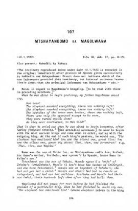 Mtshayankomo ka Magolwana, Testimony from 'The James Stuart Archive of Recorded Oral Evidence Rel...