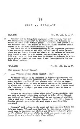 Hoye ka Soxalase, Testimony from 'The James Stuart Archive of Recorded Oral Evidence Relating to ...
