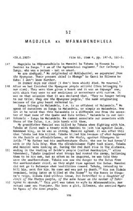 Magojela ka Mfanawendhlela, Testimony from 'The James Stuart Archive of Recorded Oral Evidence Re...