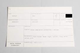 KZNM catalogue card (front view)