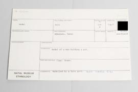 KZNM catalogue card (front view)