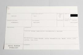 KZNM catalogue card (front view)