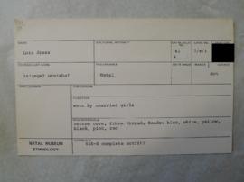KZNM catalogue card (front view)