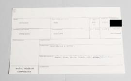 KZNM catalogue card (front view)
