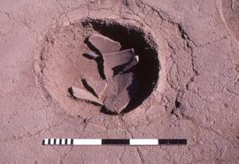 Brewery Hut 11, with isicoco polisher and sherds in situ